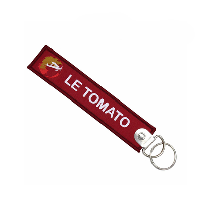 Le logo de marque a brodé le matériel à chaînes principal de fil tissé par Merrowed