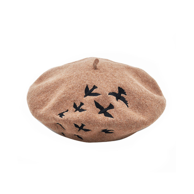 Couleur solide de chapeau de chapeau de béret de laine de polyester pour des femmes Halloween